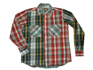 XLサイズ　カムコ　camco チェック　ネルシャツ　クレイジー柄　グリーン系